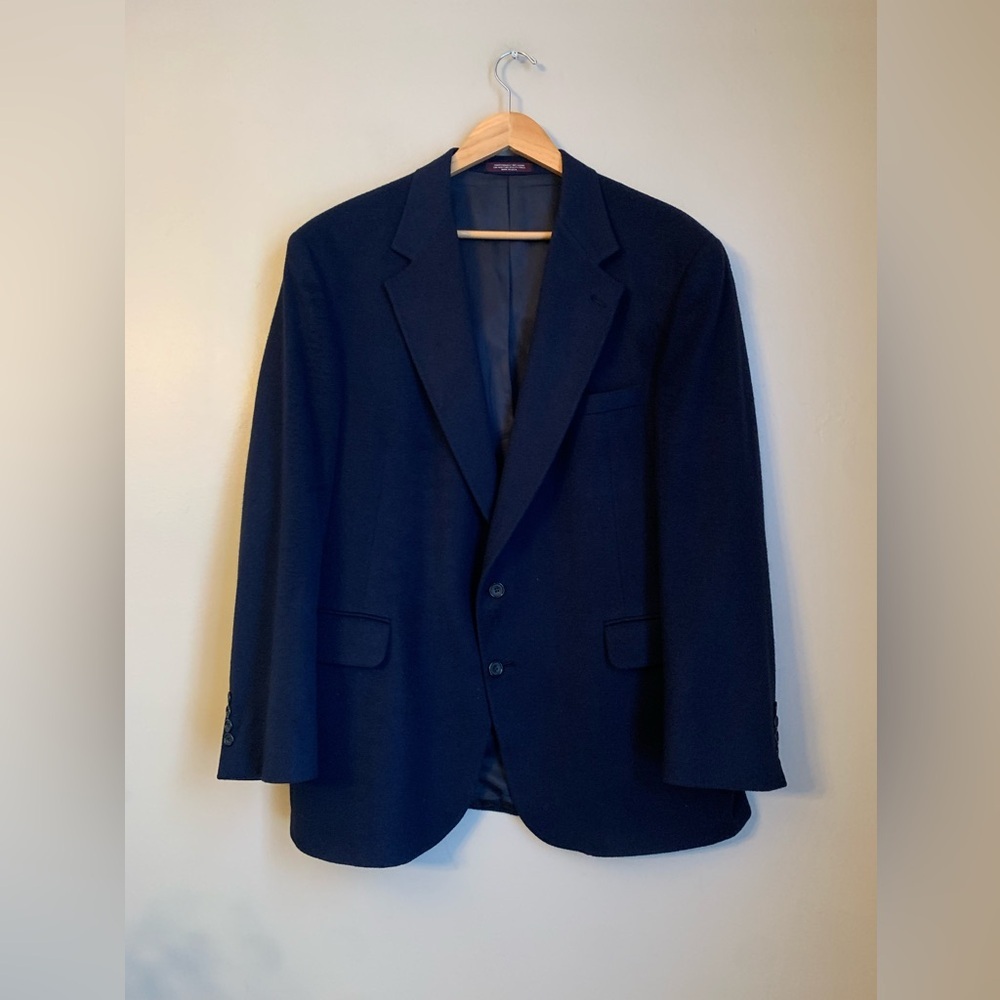 Vintage Evan Picone Black 100% Cashmere Blazer- Size 46R Msrp $425